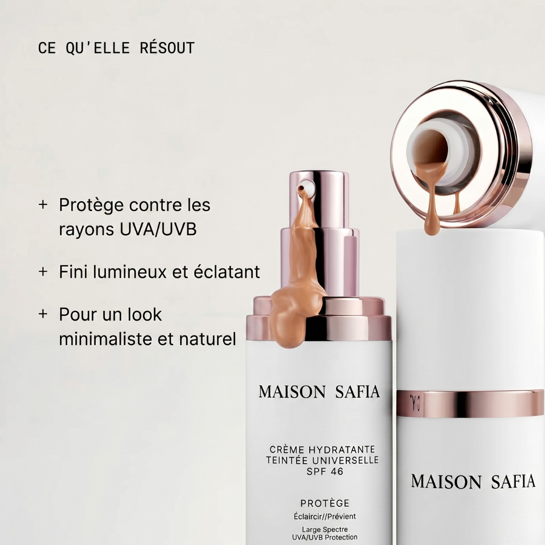 MAISON SAFIA™ Teint Parfait : Crème Hydratante Teintée Universelle SPF 46