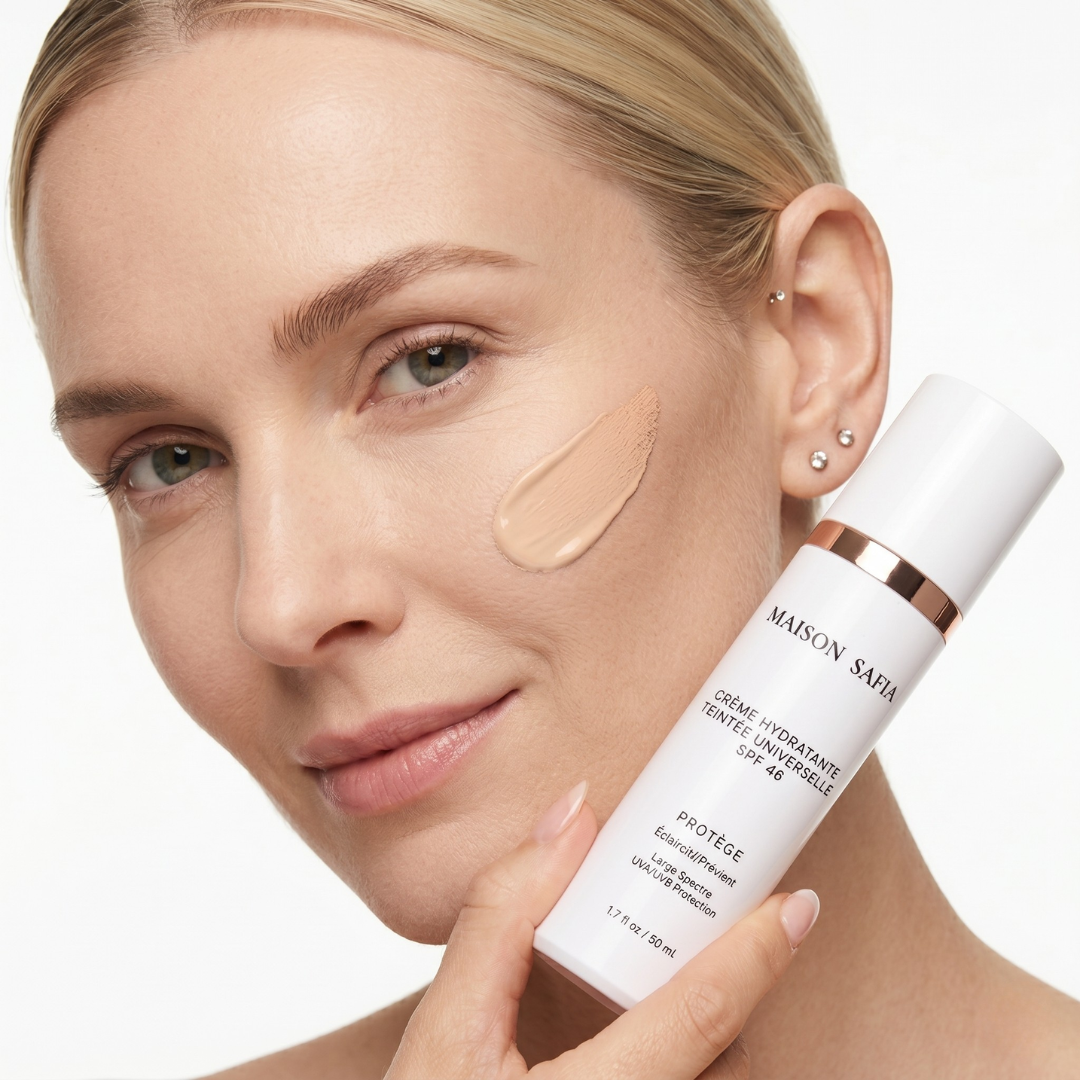 MAISON SAFIA™ Teint Parfait : Crème Hydratante Teintée Universelle SPF 46